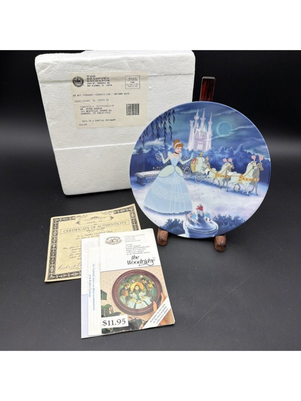 Bradford Exchange Walt Disney Cinderella Treasured Moments Plate 1 COA Box